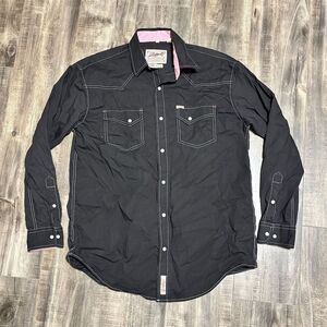 Rafter C pro flex performance Men's Black Western Snap Shirt Long Sleeve Size L
